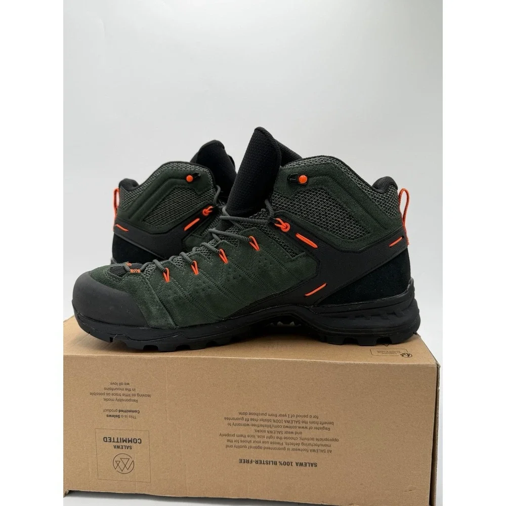 Salewa Alp Mate Mid Men's Waterproof Shoe Hiking Boot Black Green Size 12.5